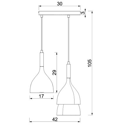 Lampadario a sospensione con filo NOAK 3xE27/15W/230V beige/oro