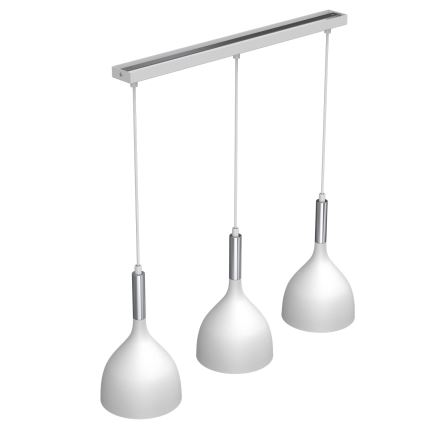 Lampadario a sospensione con filo NOAK 3xE27/15W/230V bianco/cromo lucido