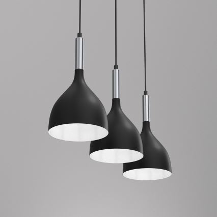 Lampadario a sospensione con filo NOAK 3xE27/15W/230V nero/cromo lucido