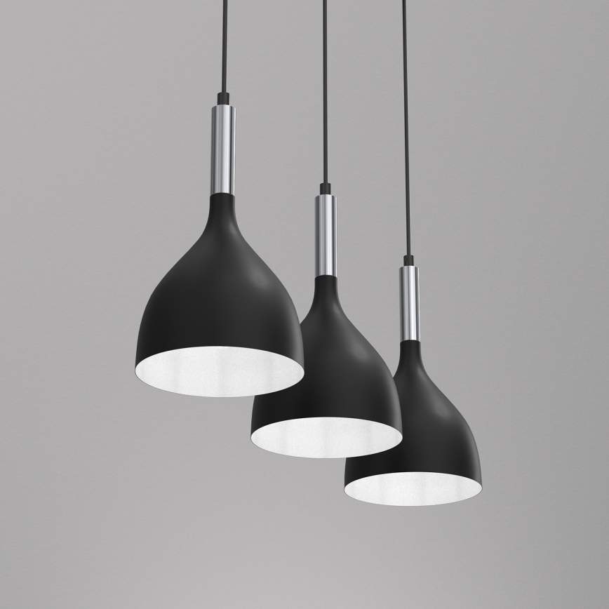 Lampadario a sospensione con filo NOAK 3xE27/15W/230V nero/cromo lucido