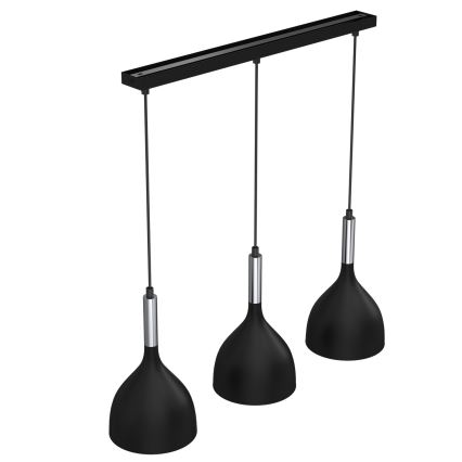 Lampadario a sospensione con filo NOAK 3xE27/15W/230V nero/cromo lucido