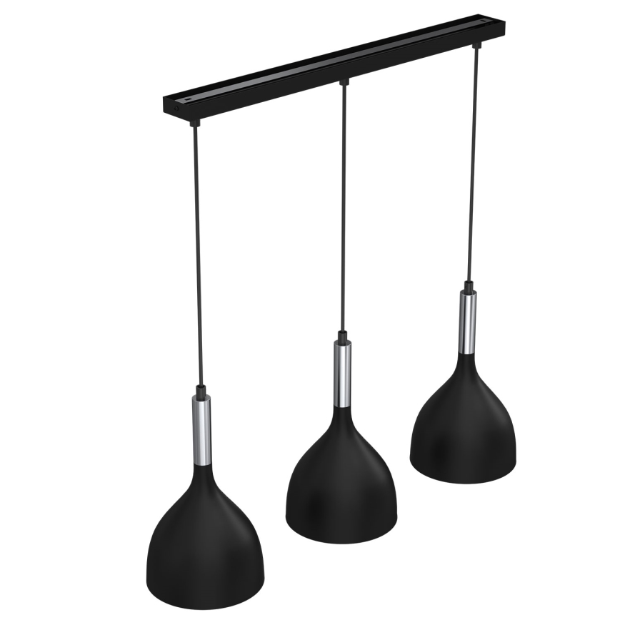 Lampadario a sospensione con filo NOAK 3xE27/15W/230V nero/cromo lucido