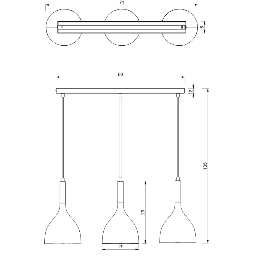 Lampadario a sospensione con filo NOAK 3xE27/15W/230V nero/cromo lucido