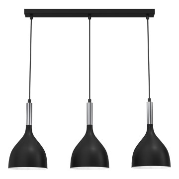 Lampadario a sospensione con filo NOAK 3xE27/15W/230V nero/cromo lucido