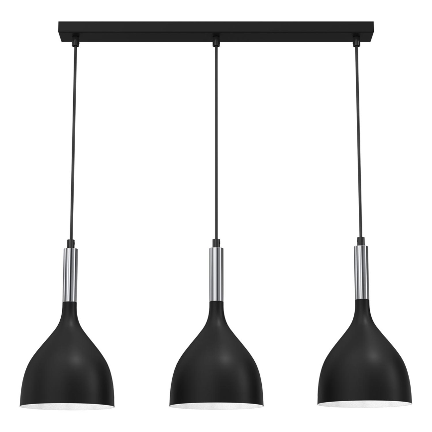 Lampadario a sospensione con filo NOAK 3xE27/15W/230V nero/cromo lucido
