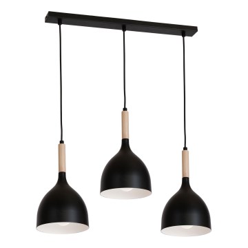 Lampadario a sospensione con filo NOAK WOOD 3xE27/60W/230V