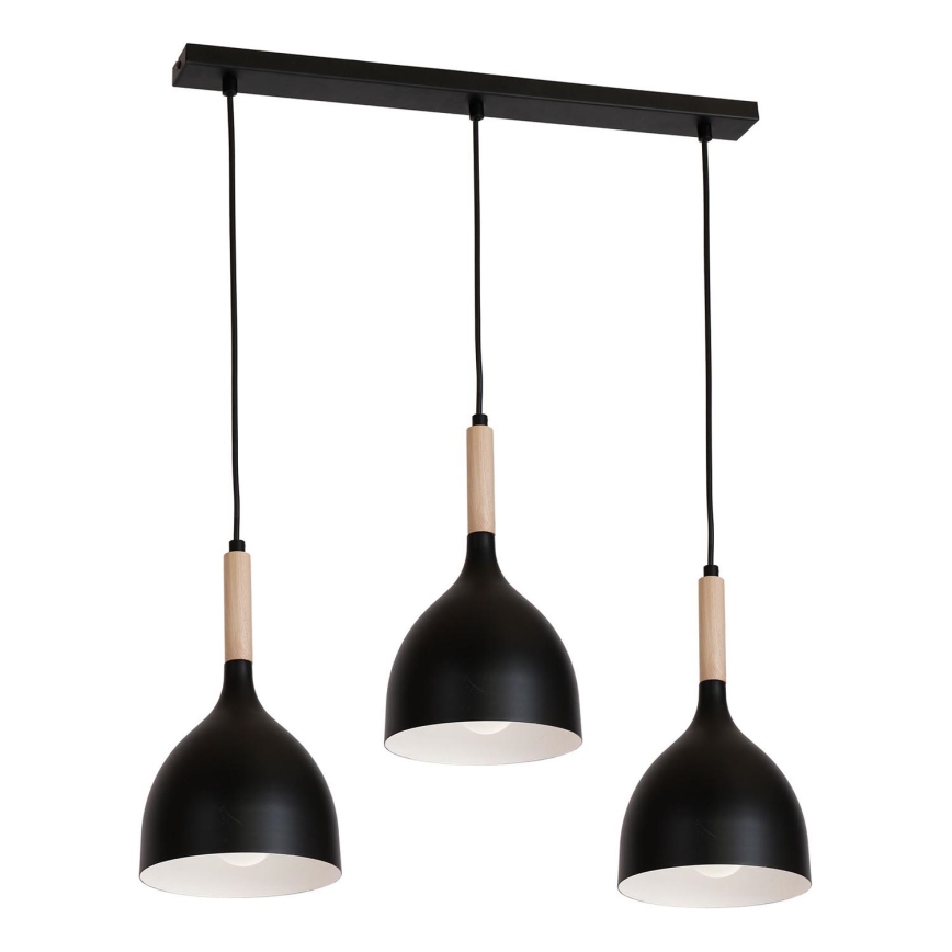 Lampadario a sospensione con filo NOAK WOOD 3xE27/60W/230V