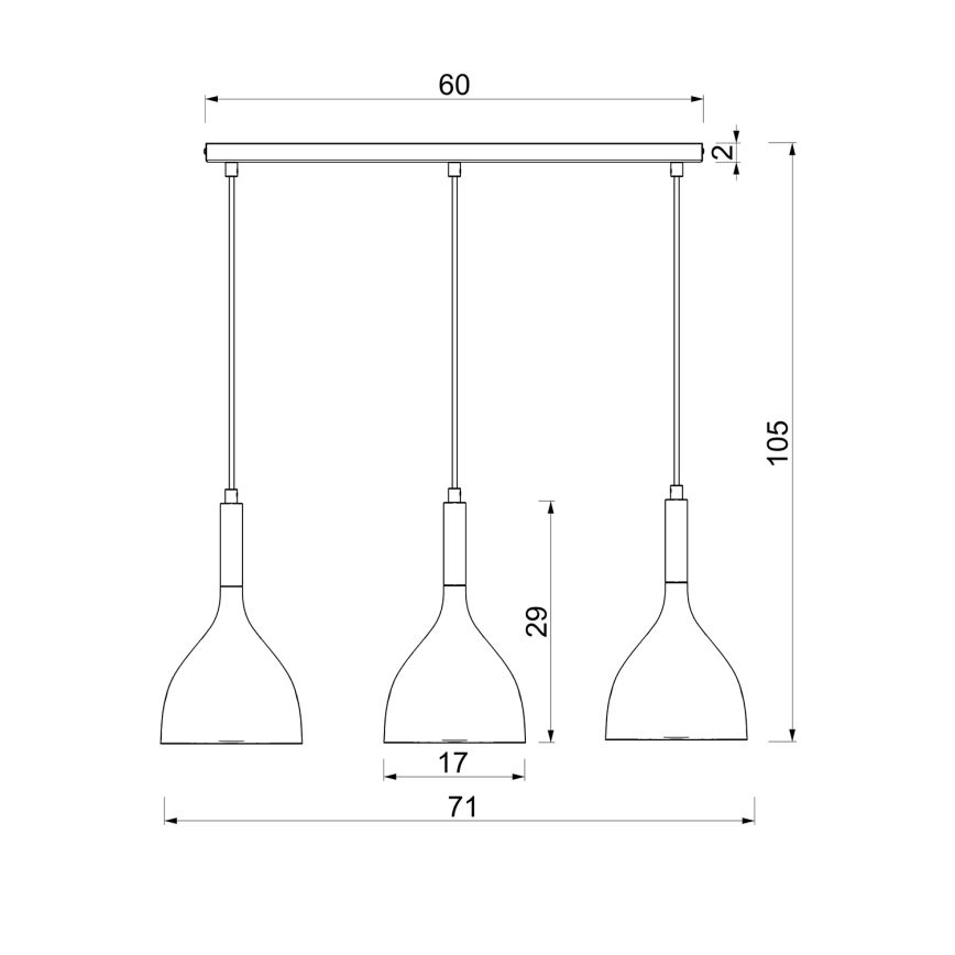 Lampadario a sospensione con filo NOAK WOOD 3xE27/60W/230V