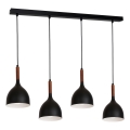 Lampadario a sospensione con filo NOAK WOOD 4xE27/60W/230V nero/legno scuro