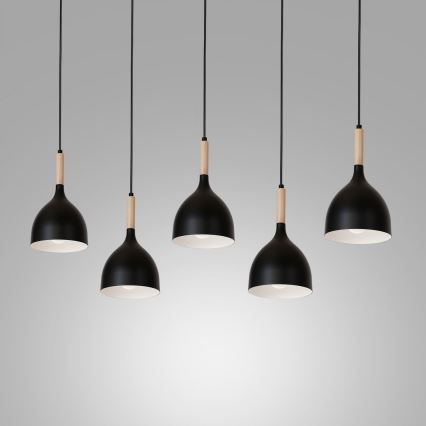 Lampadario a sospensione con filo NOAK WOOD 5xE27/60W/230V