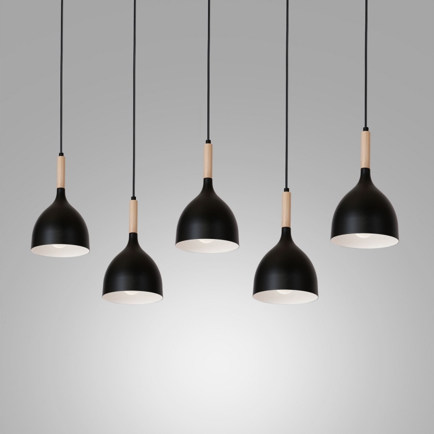 Lampadario a sospensione con filo NOAK WOOD 5xE27/60W/230V