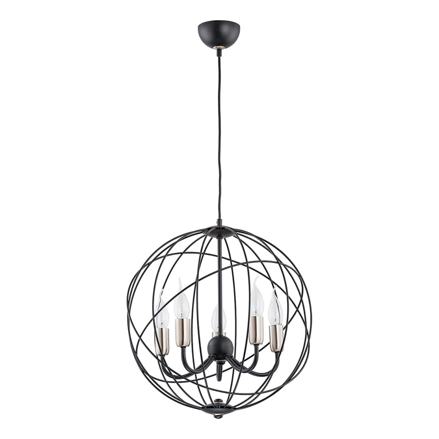 Lampadario a sospensione con filo NOSFERATU 5xE14/10W/230V nero/oro