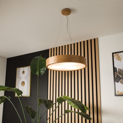 Lampadario a sospensione con filo OAK 3xE27/60W/230V quercia ø 47,5 cm - FSC certificato