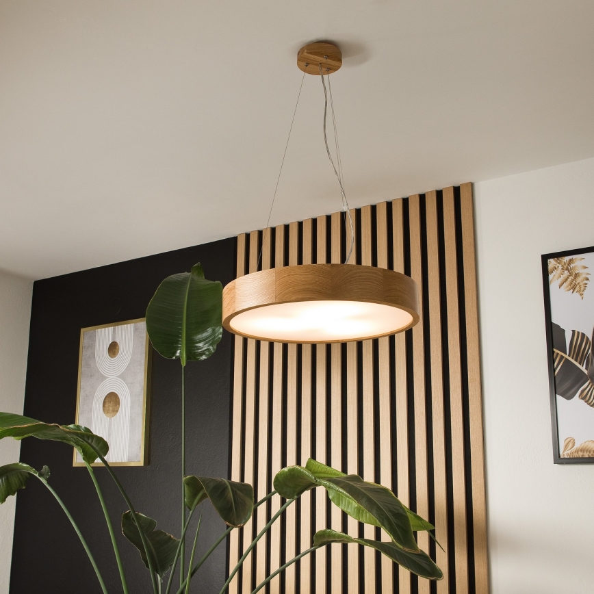 Lampadario a sospensione con filo OAK 3xE27/60W/230V quercia ø 47,5 cm - FSC certificato
