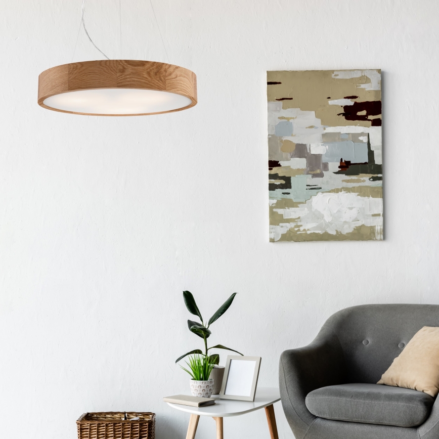 Lampadario a sospensione con filo OAK 3xE27/60W/230V quercia ø 47,5 cm - FSC certificato