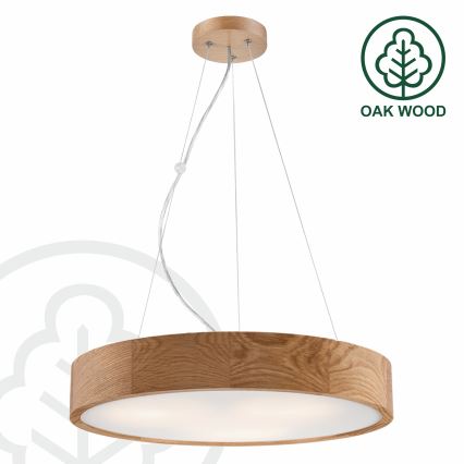 Lampadario a sospensione con filo OAK 3xE27/60W/230V quercia ø 47,5 cm - FSC certificato