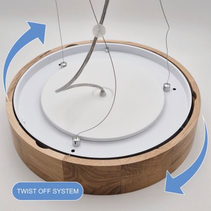 Lampadario a sospensione con filo OAK 3xE27/60W/230V quercia ø 47,5 cm - FSC certificato