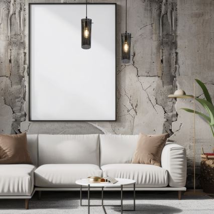 Lampadario a sospensione con filo PADOVA 1xE27/15W/230V nero
