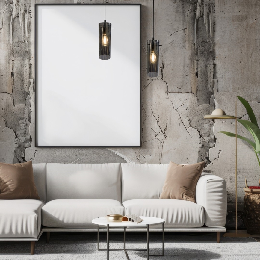 Lampadario a sospensione con filo PADOVA 1xE27/15W/230V nero