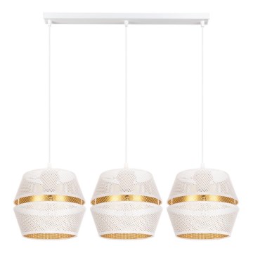 Lampadario a sospensione con filo PARIGI 3xE27/60W/230V bianco/oro