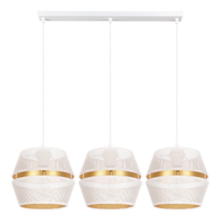 Lampadario a sospensione con filo PARIGI 3xE27/60W/230V bianco/oro