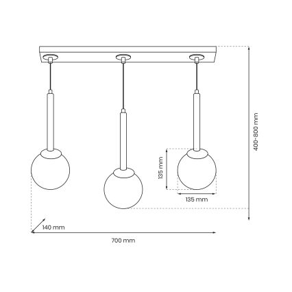 Lampadario a sospensione con filo PARMA 3xE14/40W/230V