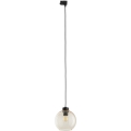 Lampadario a sospensione con filo per sistema a binario trifase CUBUS 1xE27/15W/230V nero/fumé beige