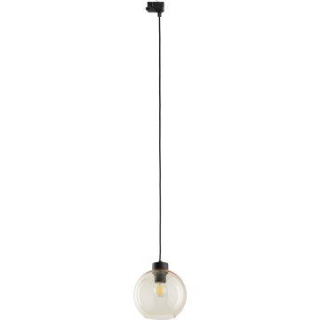 Lampadario a sospensione con filo per sistema a binario trifase CUBUS 1xE27/15W/230V nero/fumé beige