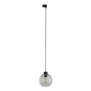Lampadario a sospensione con filo per sistema a binario trifase CUBUS 1xE27/15W/230V nero/fumé nero