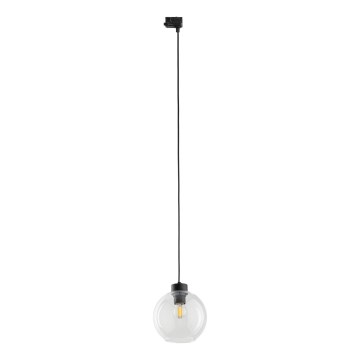 Lampadario a sospensione con filo per sistema a binario trifase CUBUS 1xE27/15W/230V nero/limpido