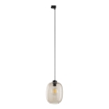 Lampadario a sospensione con filo per sistema a binario trifase ELIO 1xE27/15W/230V nero/fumé beige