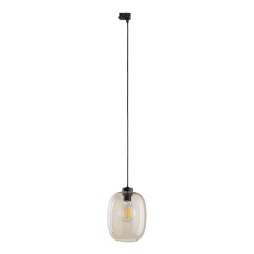 Lampadario a sospensione con filo per sistema a binario trifase ELIO 1xE27/15W/230V nero/fumé beige