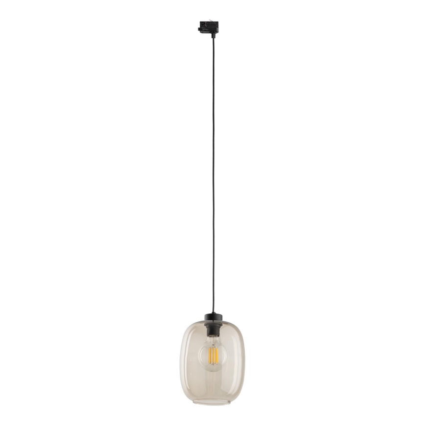 Lampadario a sospensione con filo per sistema a binario trifase ELIO 1xE27/15W/230V nero/fumé beige