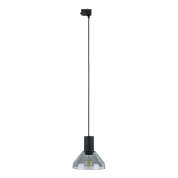 Lampadario a sospensione con filo per sistema a binario trifase NEO 1xE27/15W/230V nero/fumé nero