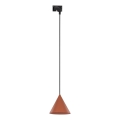 Lampadario a sospensione con filo per sistema ferroviario monofase CONO 1xE27/15W/230V nero/color mattone