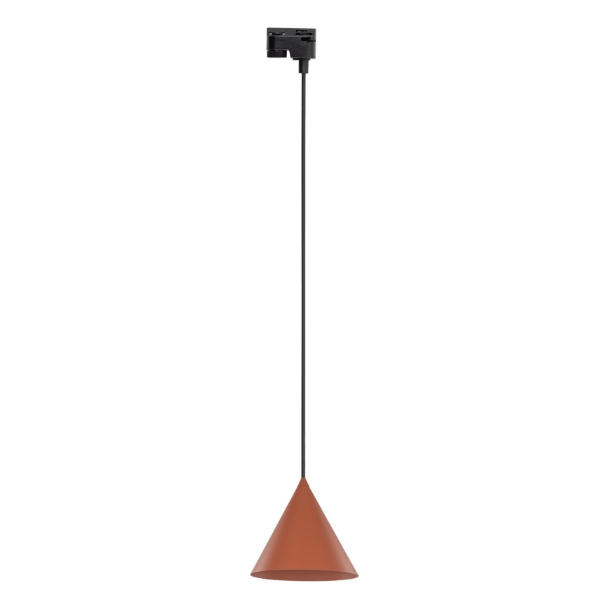 Lampadario a sospensione con filo per sistema ferroviario monofase CONO 1xE27/15W/230V nero/color mattone