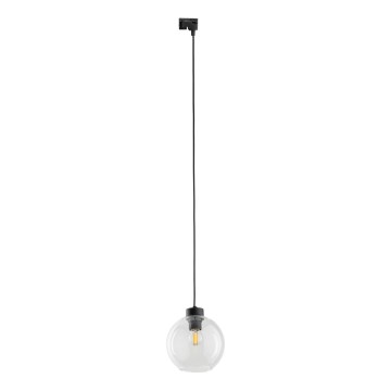 Lampadario a sospensione con filo per sistema ferroviario monofase CUBUS 1xE27/15W/230V nero/limpido
