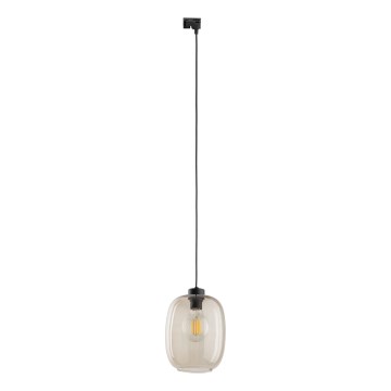 Lampadario a sospensione con filo per sistema ferroviario monofase ELIO 1xE27/15W/230V nero/fumé beige