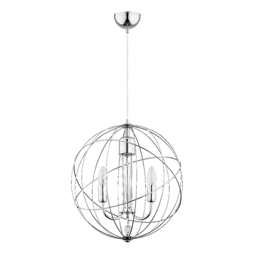 Lampadario a sospensione con filo PIKO 3xE14/10W/230V cromo lucido
