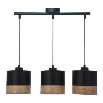 Lampadario a sospensione con filo PORTO 3xE27/60W/230V nero/marrone