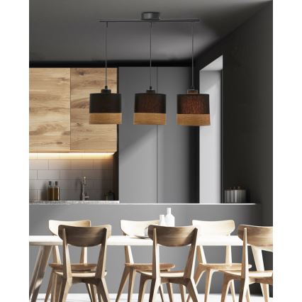 Lampadario a sospensione con filo PORTO 3xE27/60W/230V nero/marrone