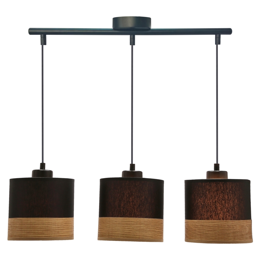 Lampadario a sospensione con filo PORTO 3xE27/60W/230V nero/marrone