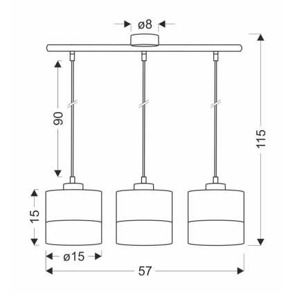 Lampadario a sospensione con filo PORTO 3xE27/60W/230V nero/marrone