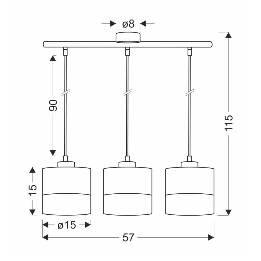 Lampadario a sospensione con filo PORTO 3xE27/60W/230V nero/marrone
