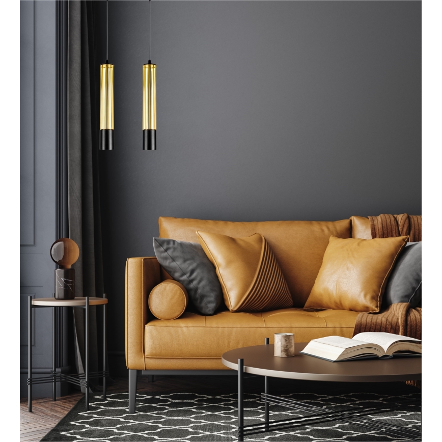 Lampadario a sospensione con filo PRESCOT 2xGU10/40W/230V oro