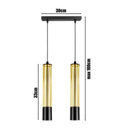 Lampadario a sospensione con filo PRESCOT 2xGU10/40W/230V oro