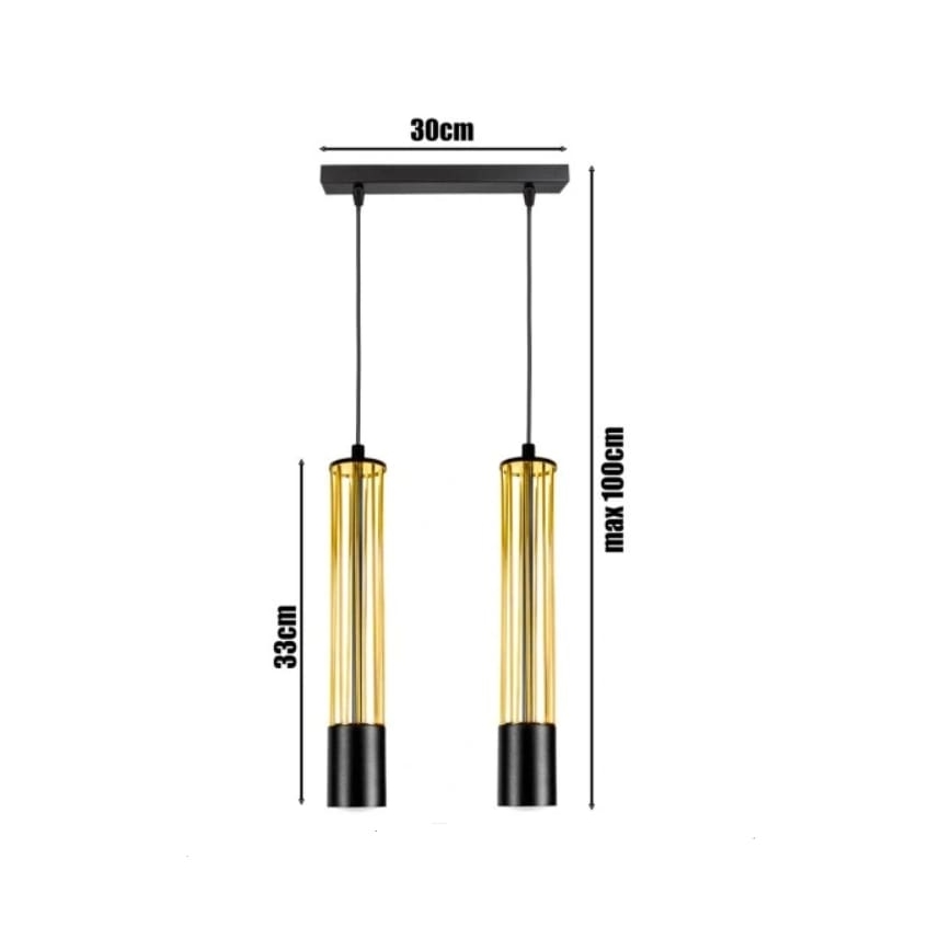 Lampadario a sospensione con filo PRESCOT 2xGU10/40W/230V oro