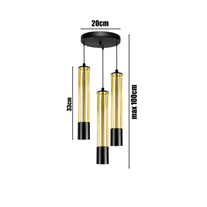 Lampadario a sospensione con filo PRESCOT 3xGU10/40W/230V oro