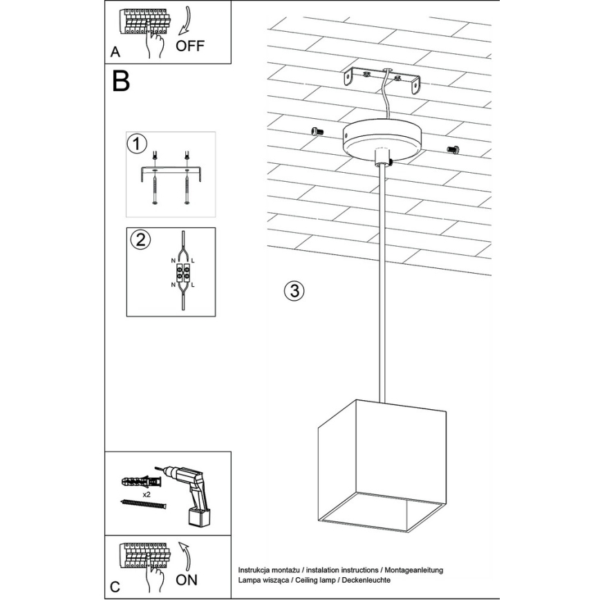 Lampadario a sospensione con filo QUAD 1 1xGU10/40W/230V nero