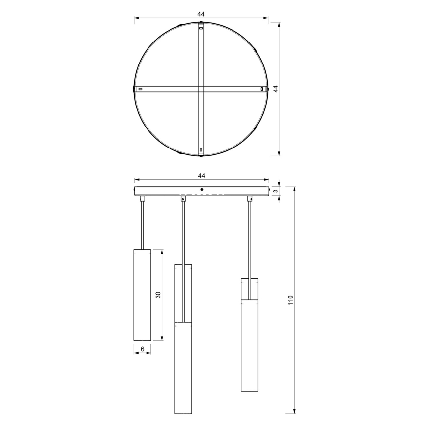 Lampadario a sospensione con filo RAITO 6xGU10/8W/230V ottone